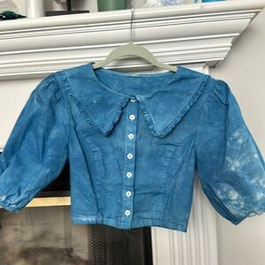 Bohemian Indigo Hand Dyed Victorian Doen Style Top